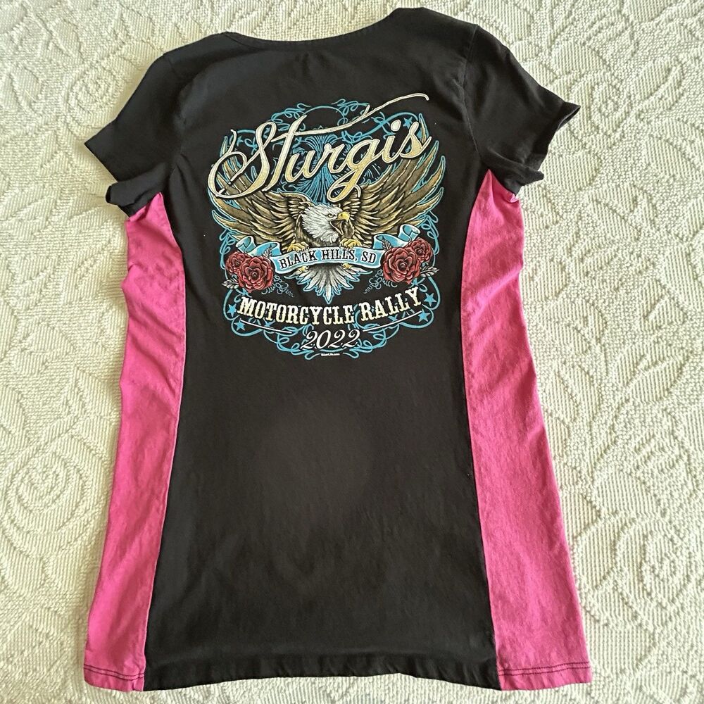 Vance Biker Wear Sturgis Rally Eagle Graphic Black Pink T-Shirt XL HD Biker
